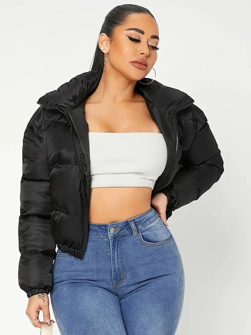 Long Sleeve Short Length Zipper Jacket